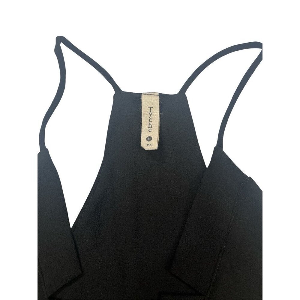 Tyche Textured Solid Double Notch Cami Top Black … - image 6